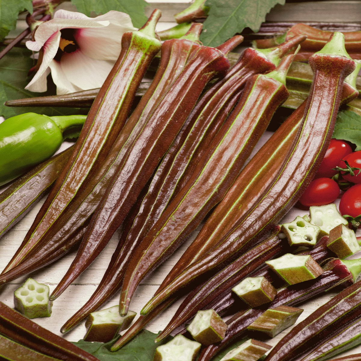 Okra Red Burgundy Seeds - Heirloom, 1g for Planting